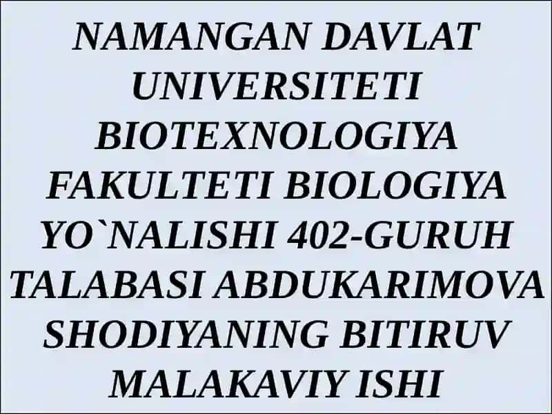 BIOTEXNOLOGIYA FAkulteti