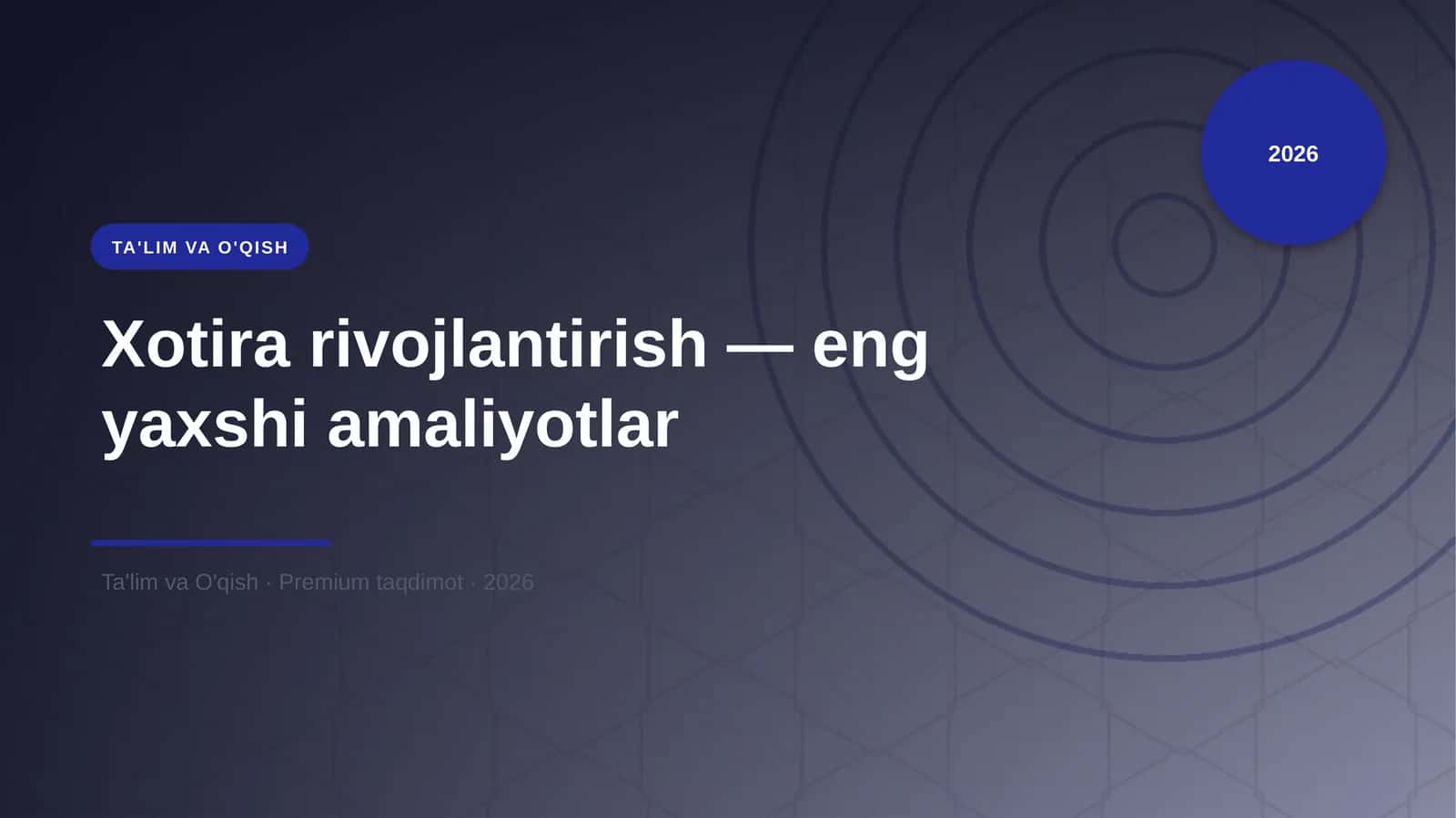 Xotira rivojlantirish — eng yaxshi amaliyotlar 1