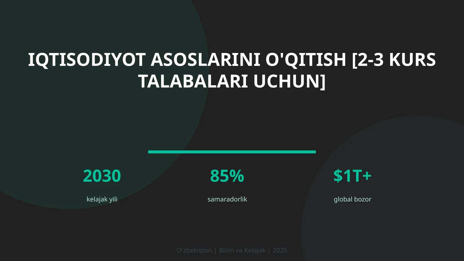 Iqtisodiyot asoslarini o'qitish [2-3 kurs talabalari uchun] 1