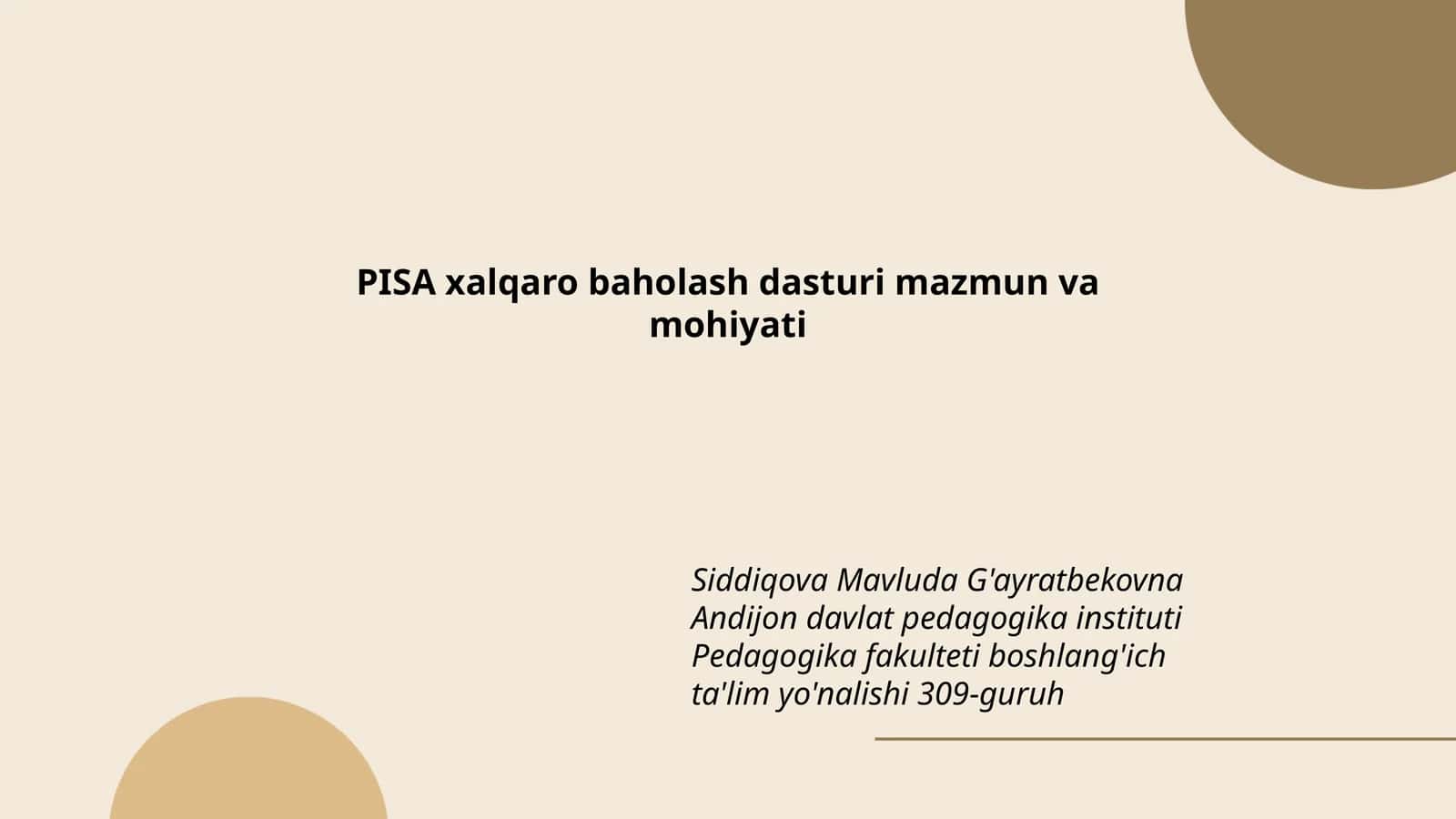 PISA xalqaro baholash dasturi mazmun va mohiyati 1
