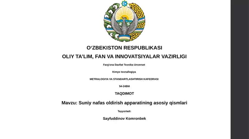 Suniy nafas oldirish apparati 1