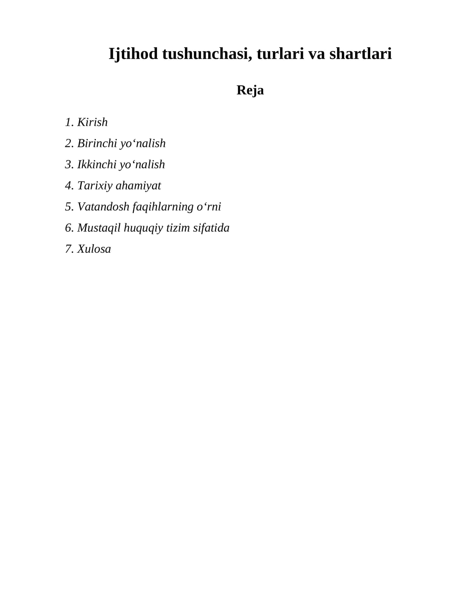 Ijtihod tushunchasi, turlari va shartlari 1