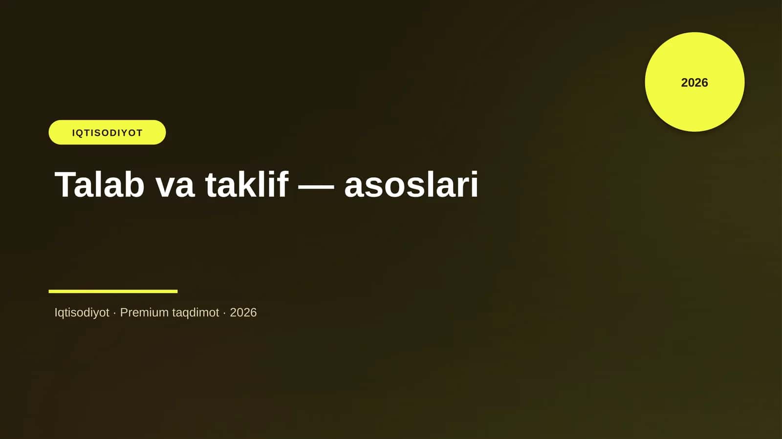 Talab va taklif — asoslari 1