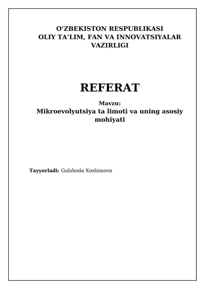 Mikroevolutsiya 1