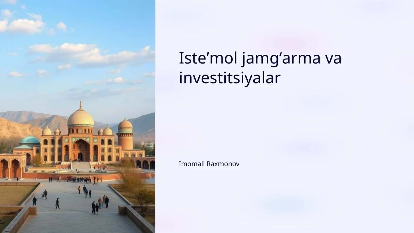 Isteʼmol jamgʻarma va investitsiyalar 1