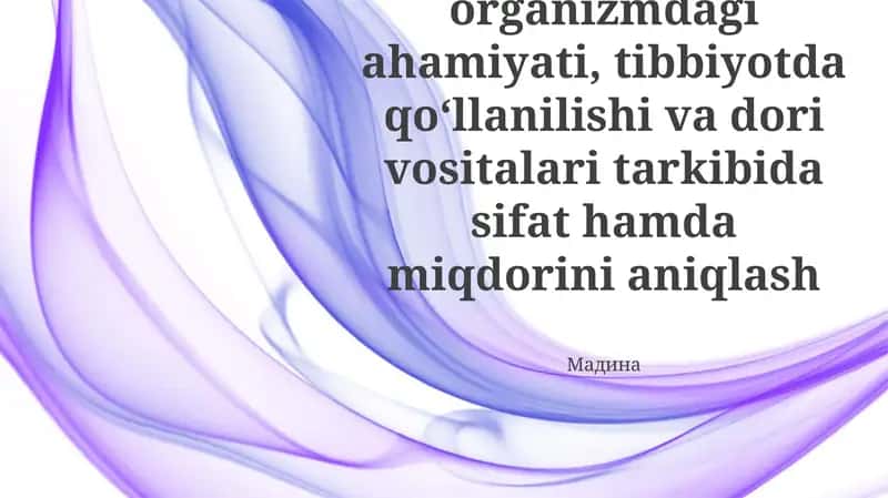 Co²⁺ kationini organizmdagi ahamiyati, tibbiyotda qoʻllanilishi va dori vositalari tarkibida sifat hamda miqdorini aniqlash 1