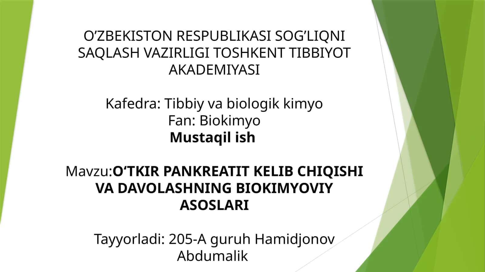 O‘TKIRPANKREATIT KELIB CHIQISHI VA DAVOLASHNING BIOKIMYOVIY ASOSLARI 1
