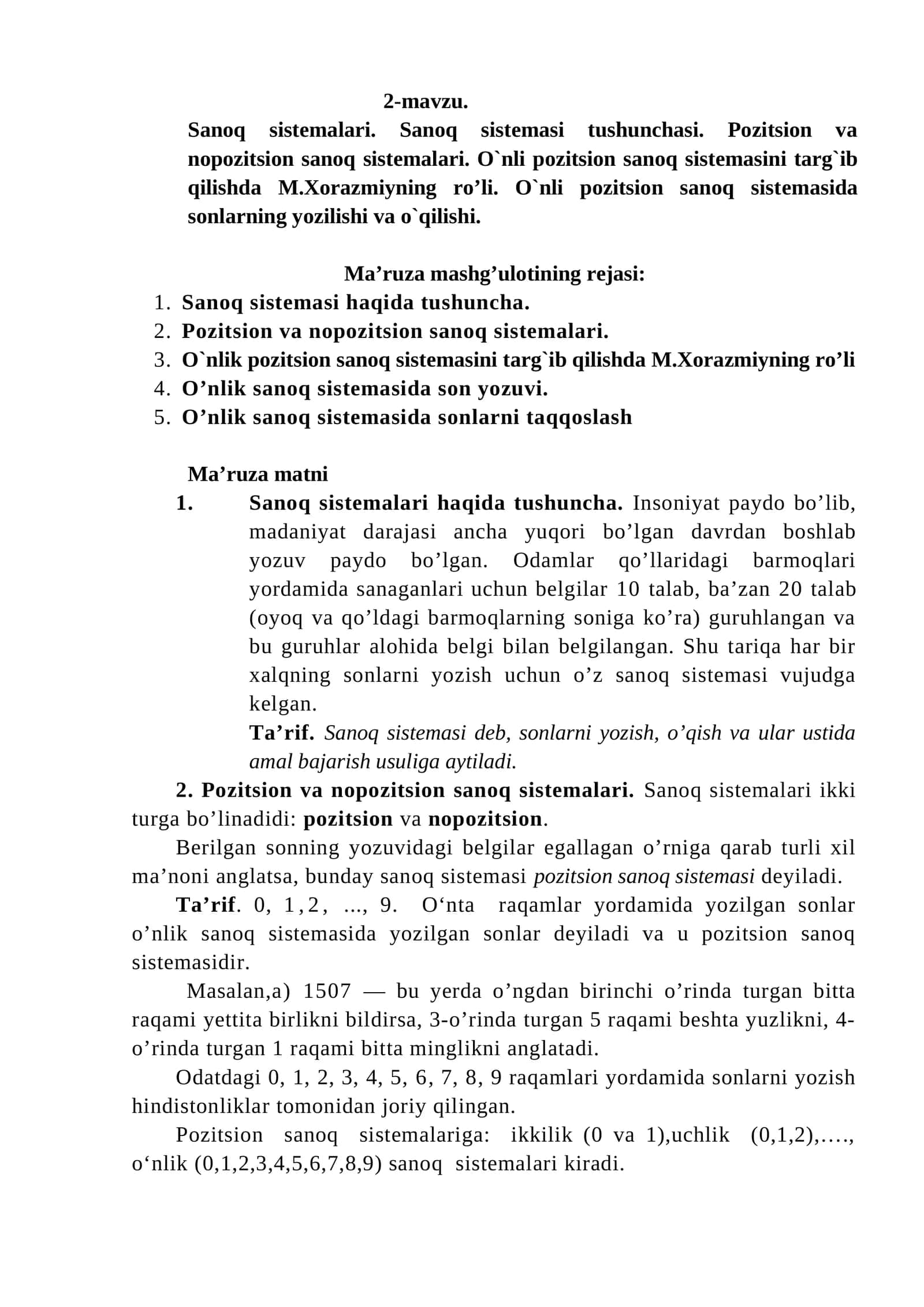 Sanoq sistemalari 1