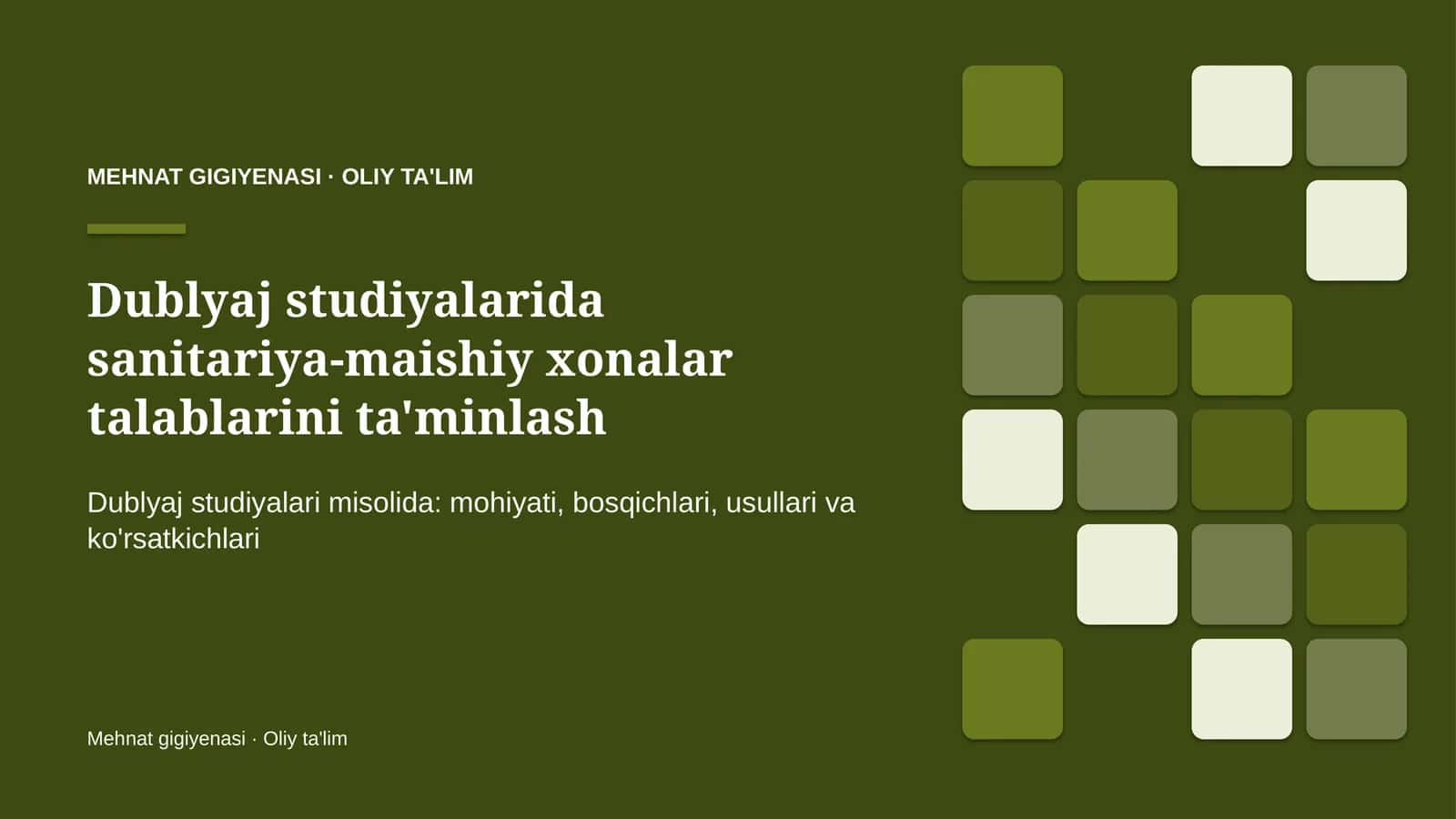 Sanitariya-maishiy xonalar talablarini ta'minlash 1