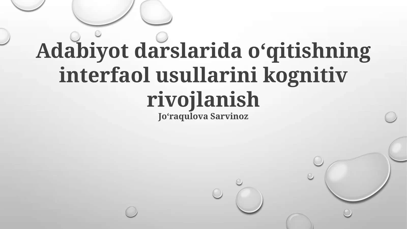 Adabiyot darslarida oʻqitishning interfaol usullarini kognitiv rivojlanish 1