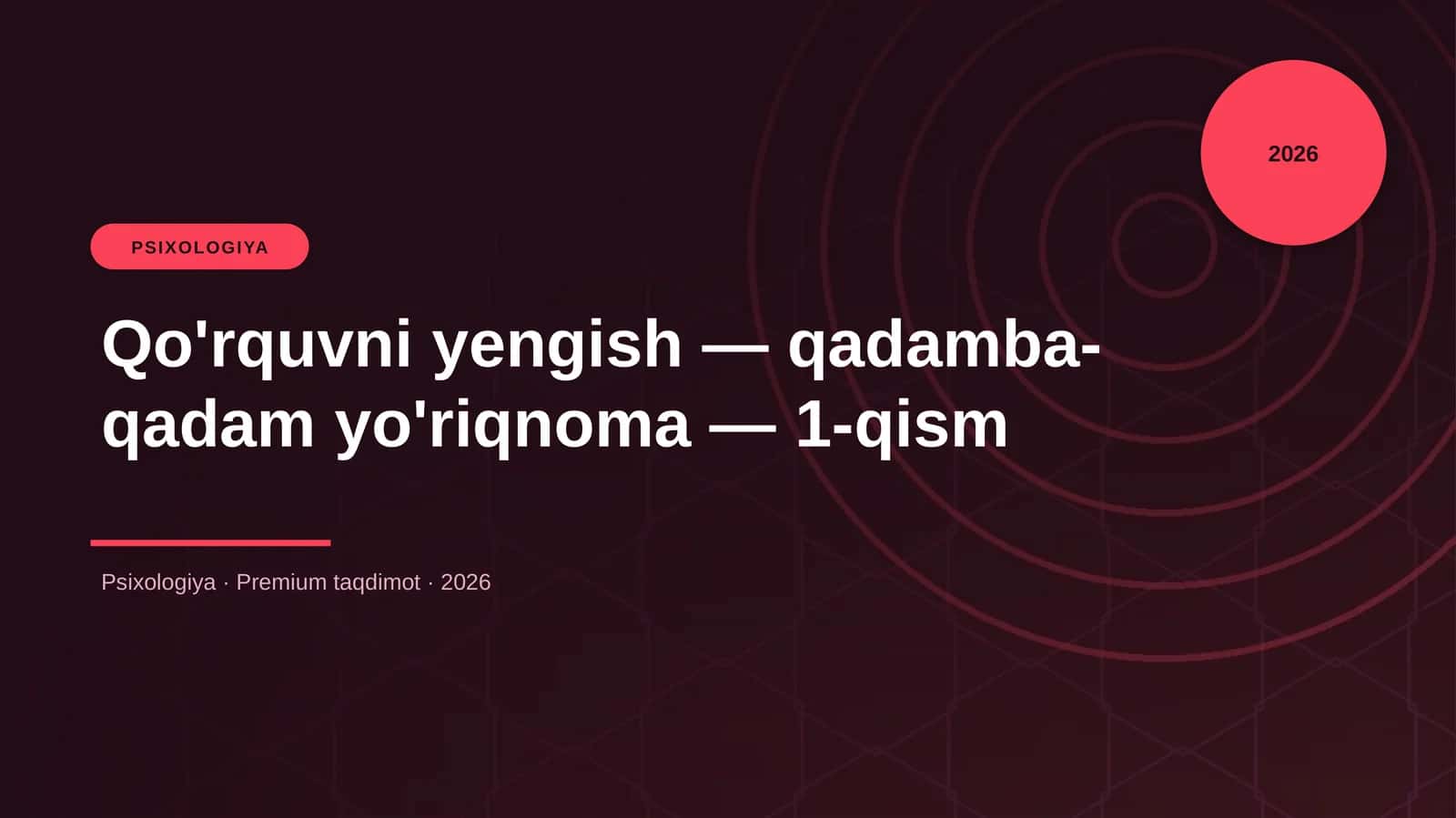 Qo'rquvni yengish — qadamba-qadam yo'riqnoma — 1-qism 1