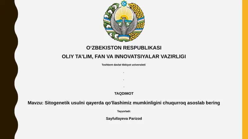 Sitogenetik usullarni qo'llash sohalari 1