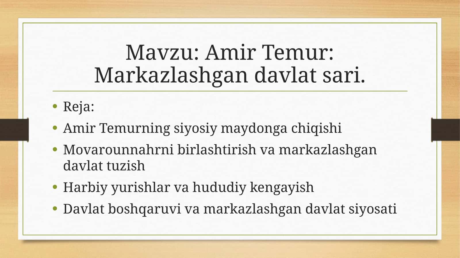Amir Temur: Markazlashgan davlatsari 1
