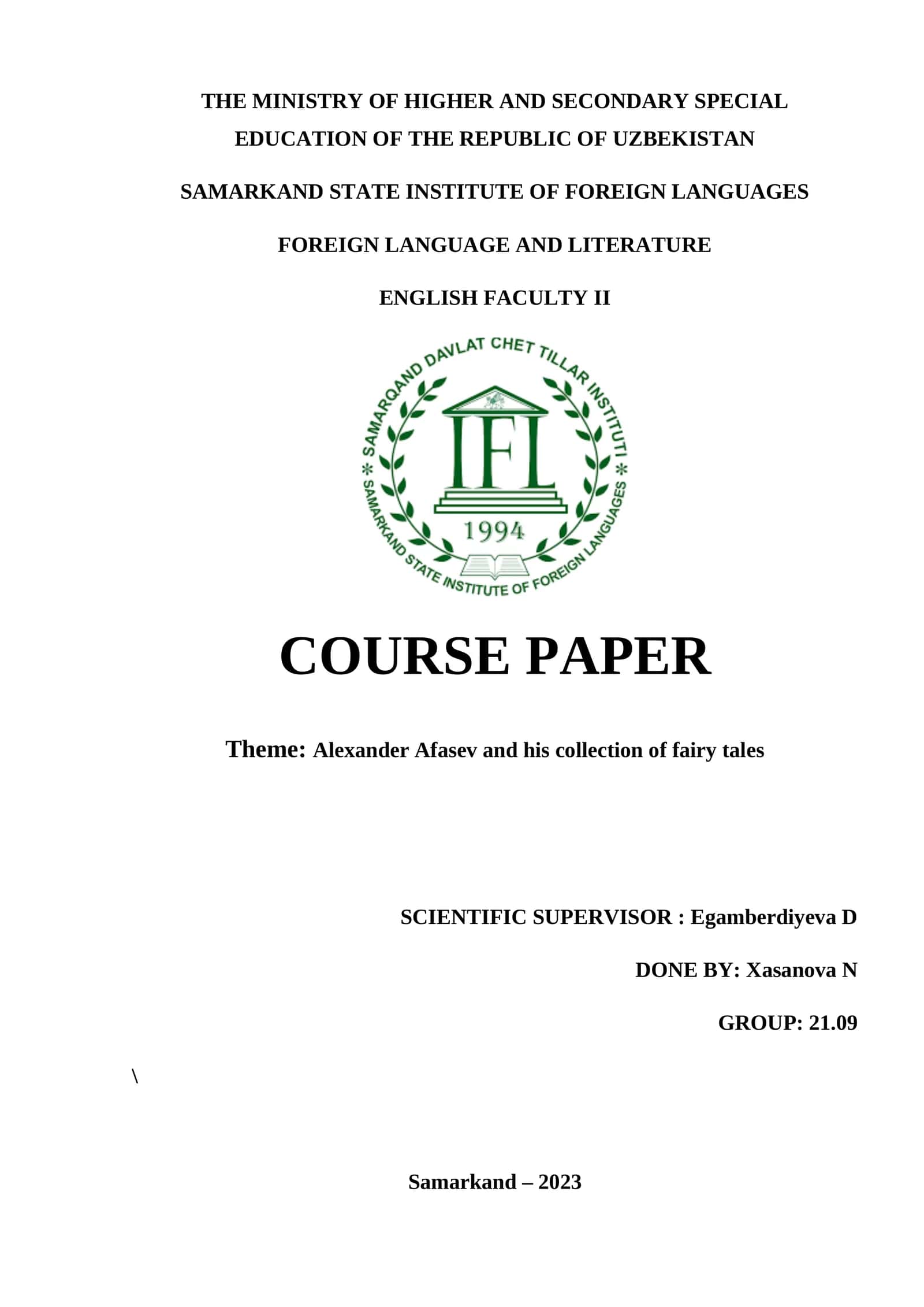 Theme: Alexander Afasev and his collection of fairy tales 1