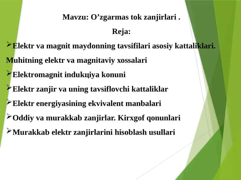 O’zgarmastokzanjirlari 1