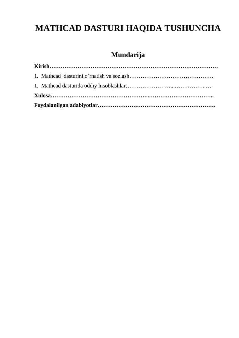 MATHCAD DASTURI HAQIDA TUSHUNCHA 1