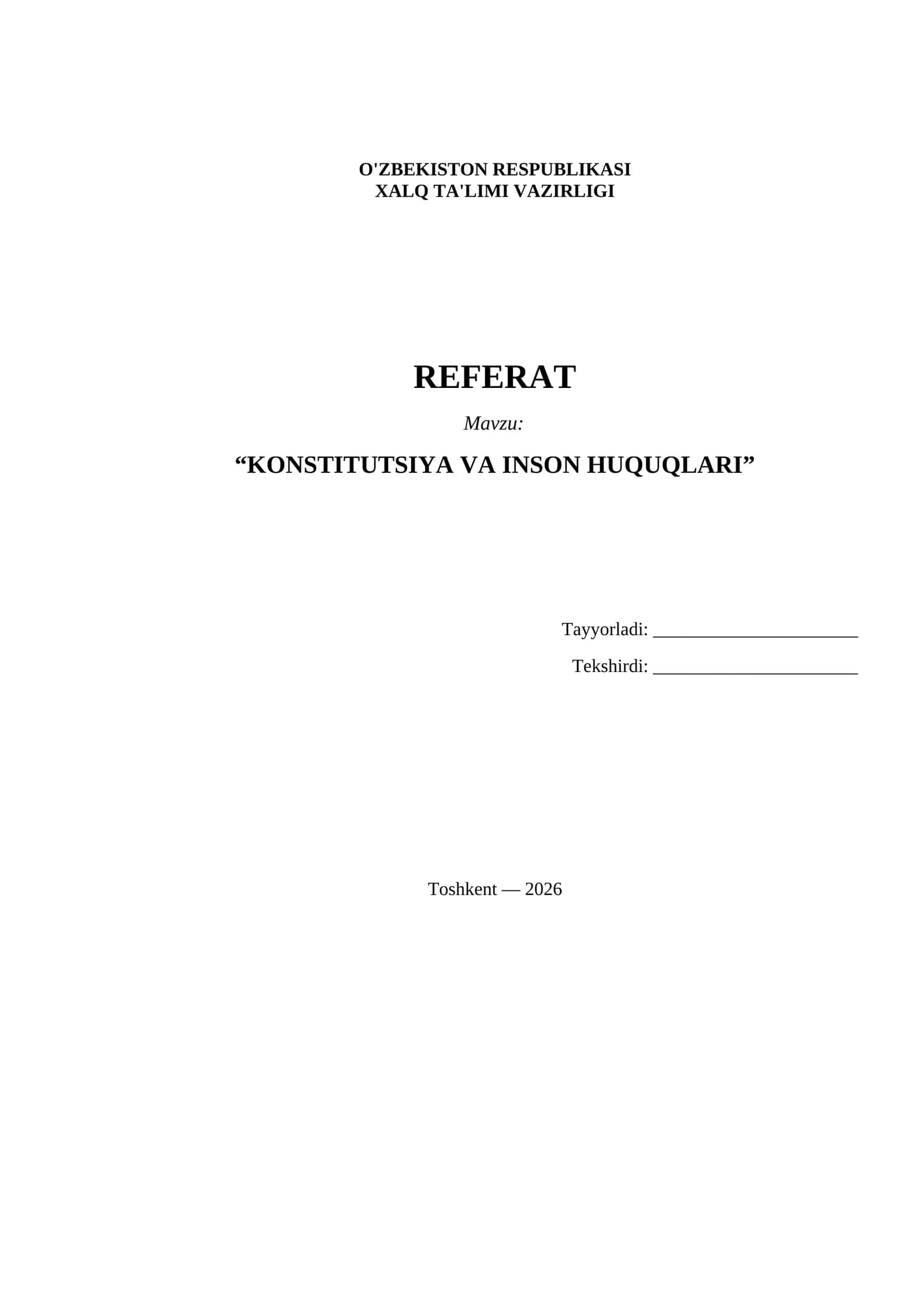 Referat Konstitutsiya va inson huquqlari 1