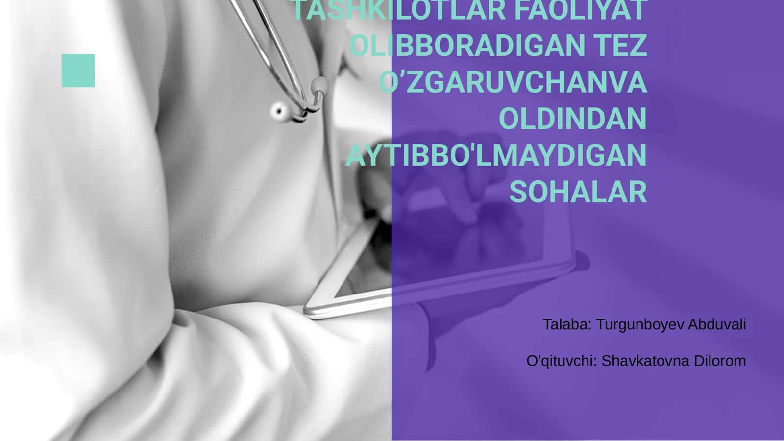 Tashkiyotlar Faoliyat Olib Boradigan Tez O'zgaruvchanva Oldindan Aytibbo'lmaydigan Sohalar 1