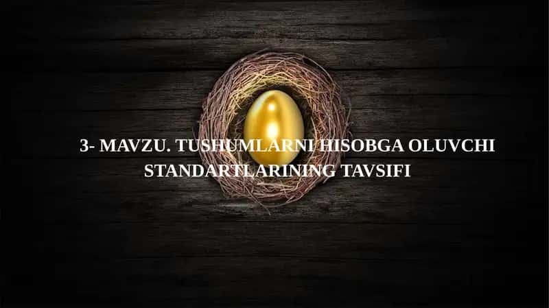 MAVZU. TUSHUMLARNI HISOBGA OLUVCHI STANDARTLARINING TAVSIFI 1