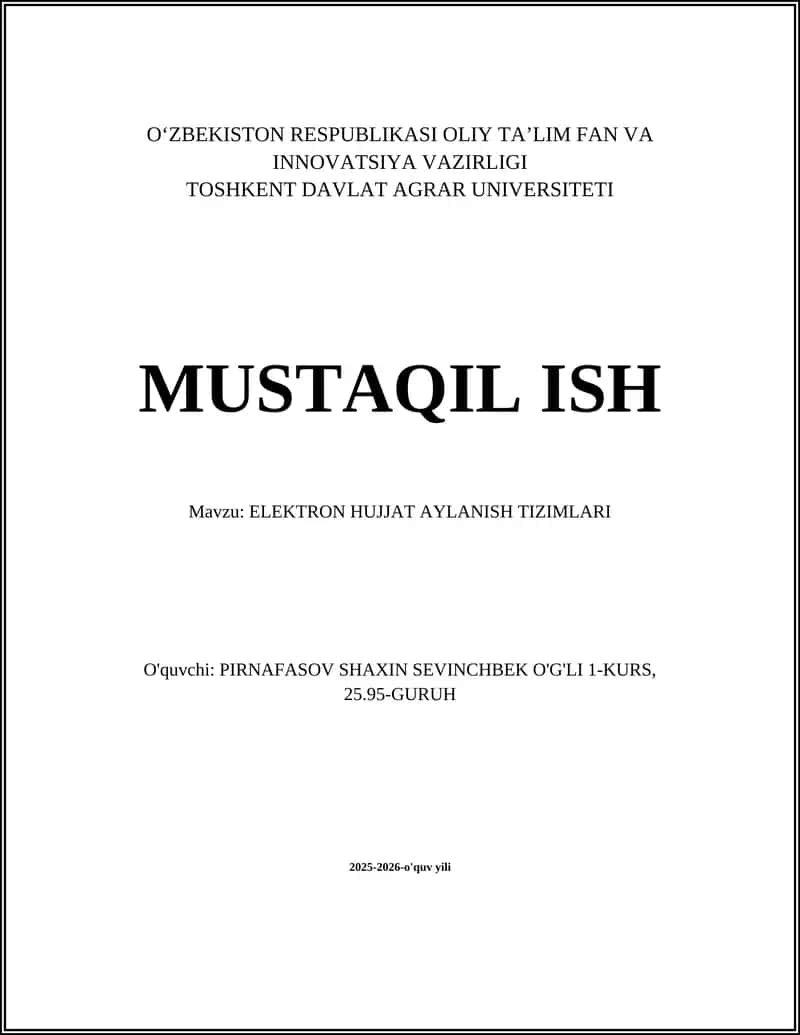 Elektron Hujjat Aylanish Tizimlari 1