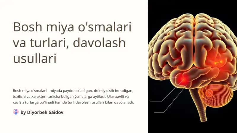Bosh miya o'smalari va turlari, davolash usullari 1