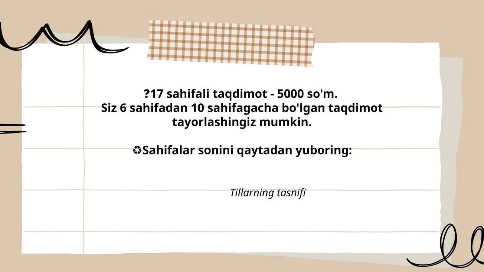 Tillarning tasnifi 1