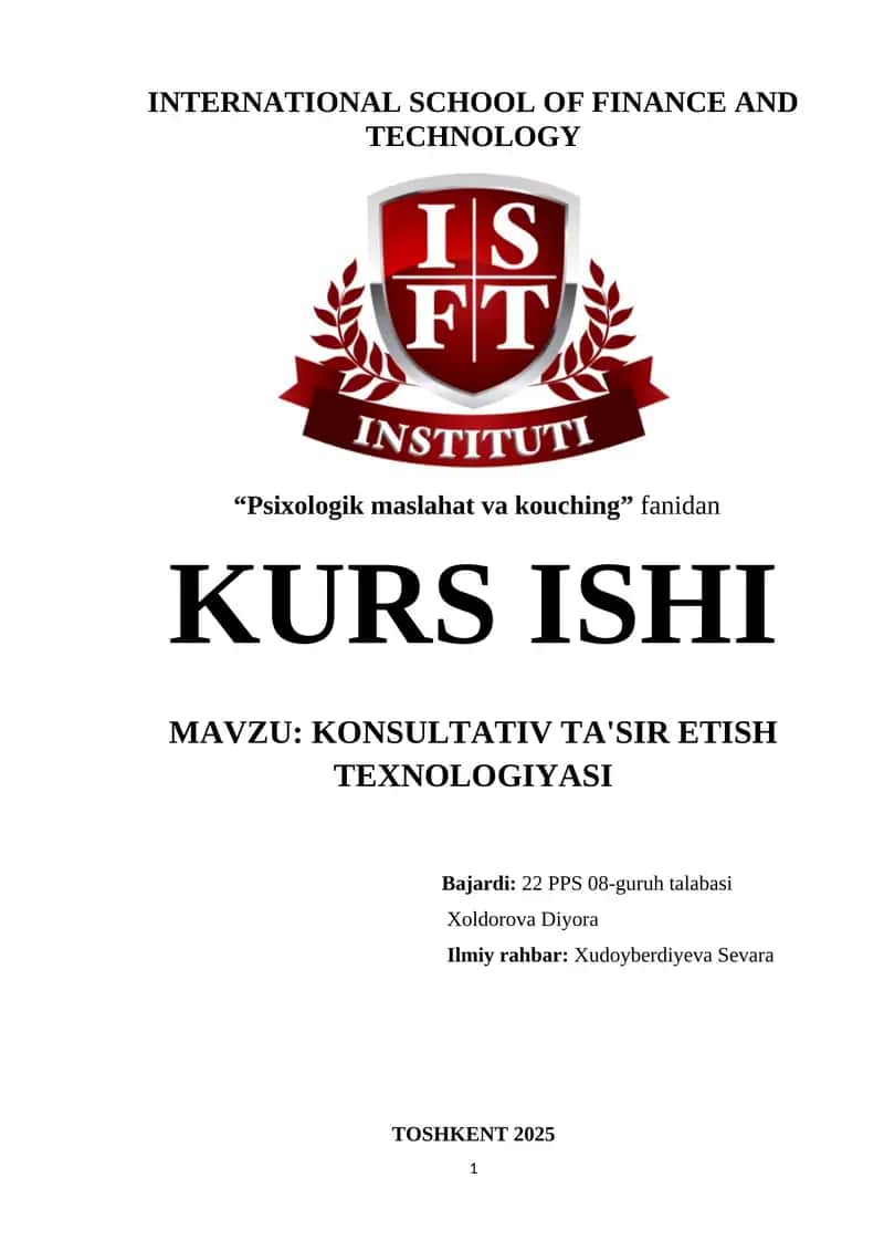 KONSULTATIV TA'SIR ETISH TEXNOLOGIYASI 1