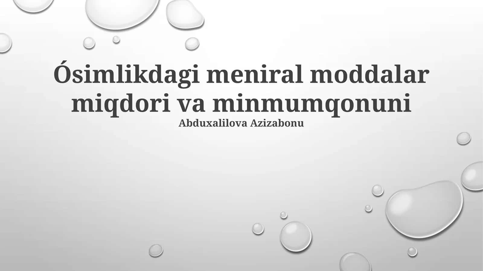 O‘simlikdagi meniral moddalar miqdori va minmum qonuni 1