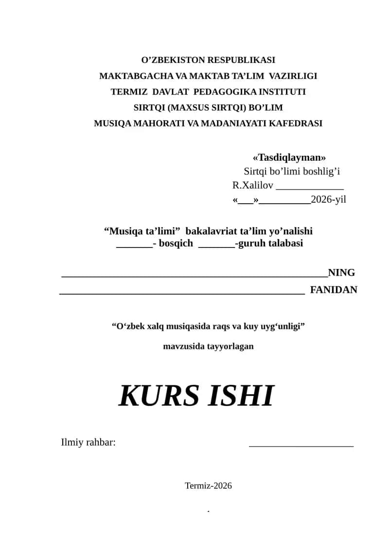 O’zbek xalq musiqasida raqs va kuy uyg’unligi 1