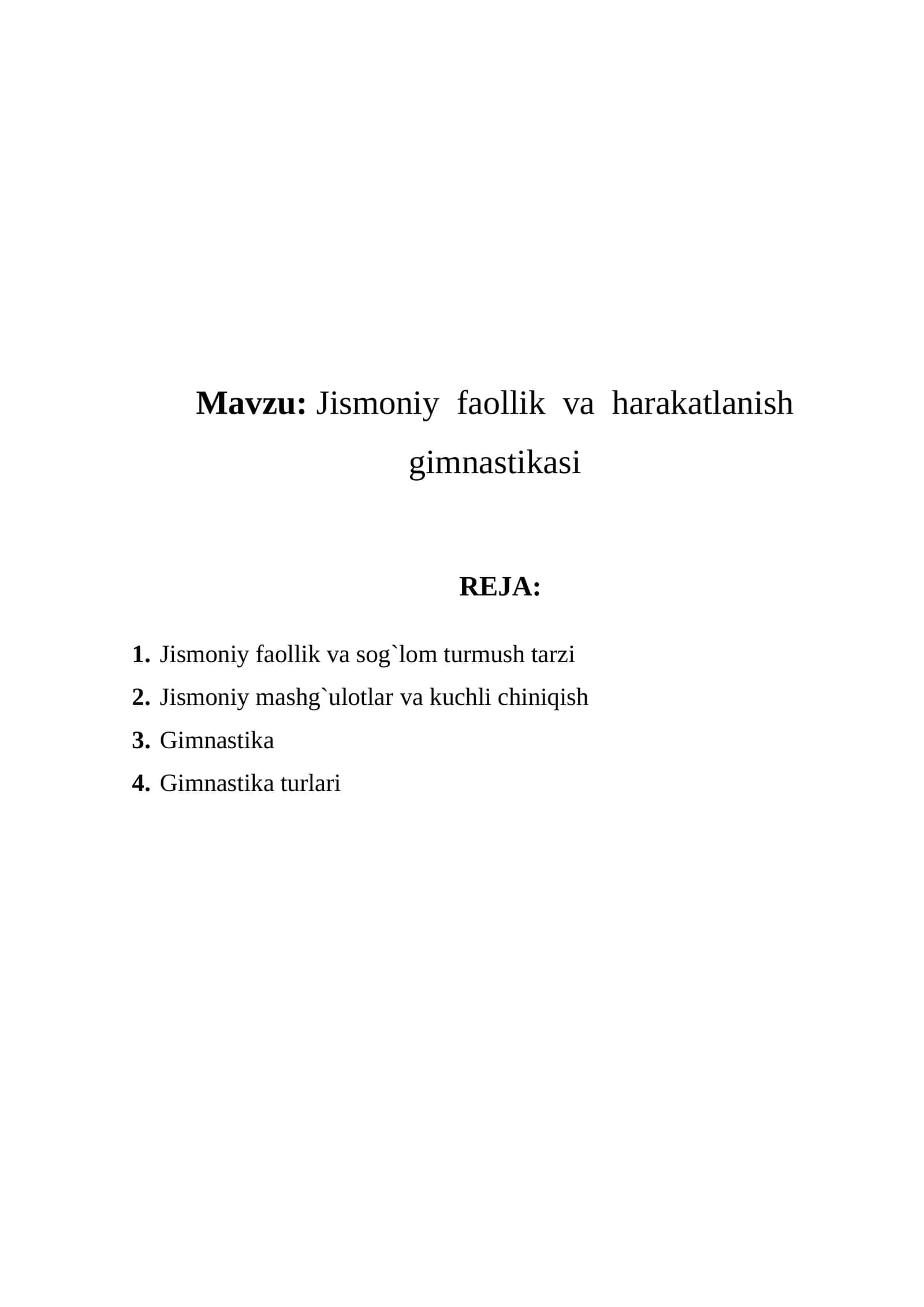 Jismoniy faollik va harakatlanish gimnastikasi 1