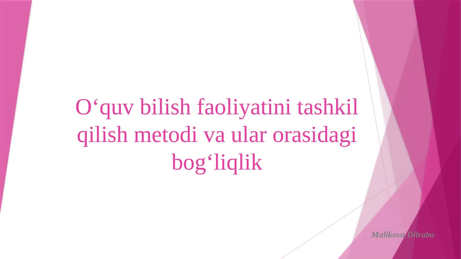 O‘quv bilish faoliyatini tashkil qilish metodi va ular orasidagi bog‘liqlik 1