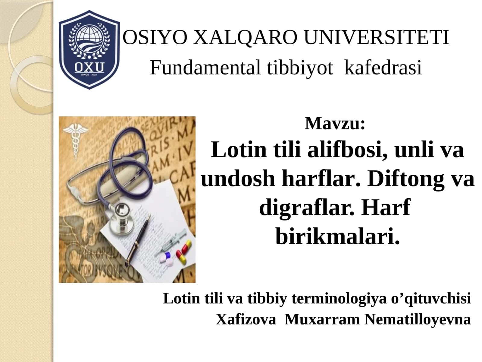 Lotin tili alifbosi, unli va undosh harflar 1