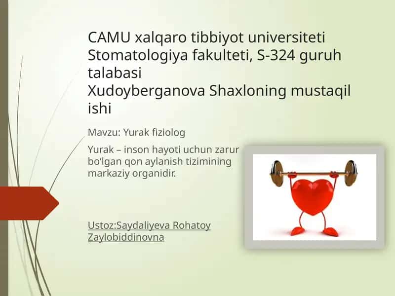 Yurak fiziologiyasi 1