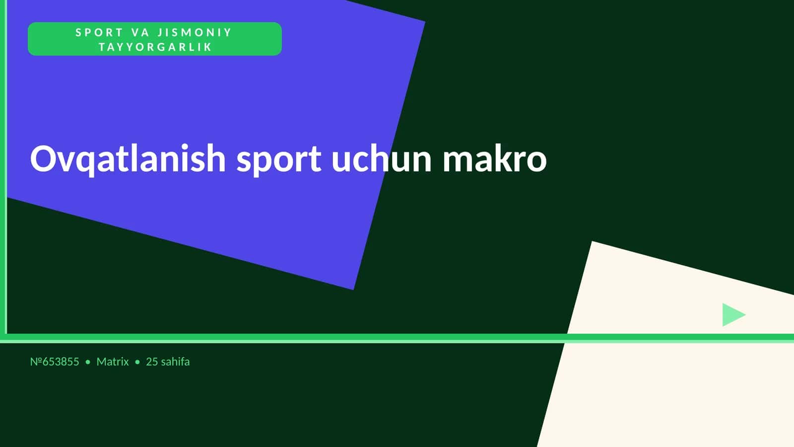 Ovqatlanish sport uchun makro 1