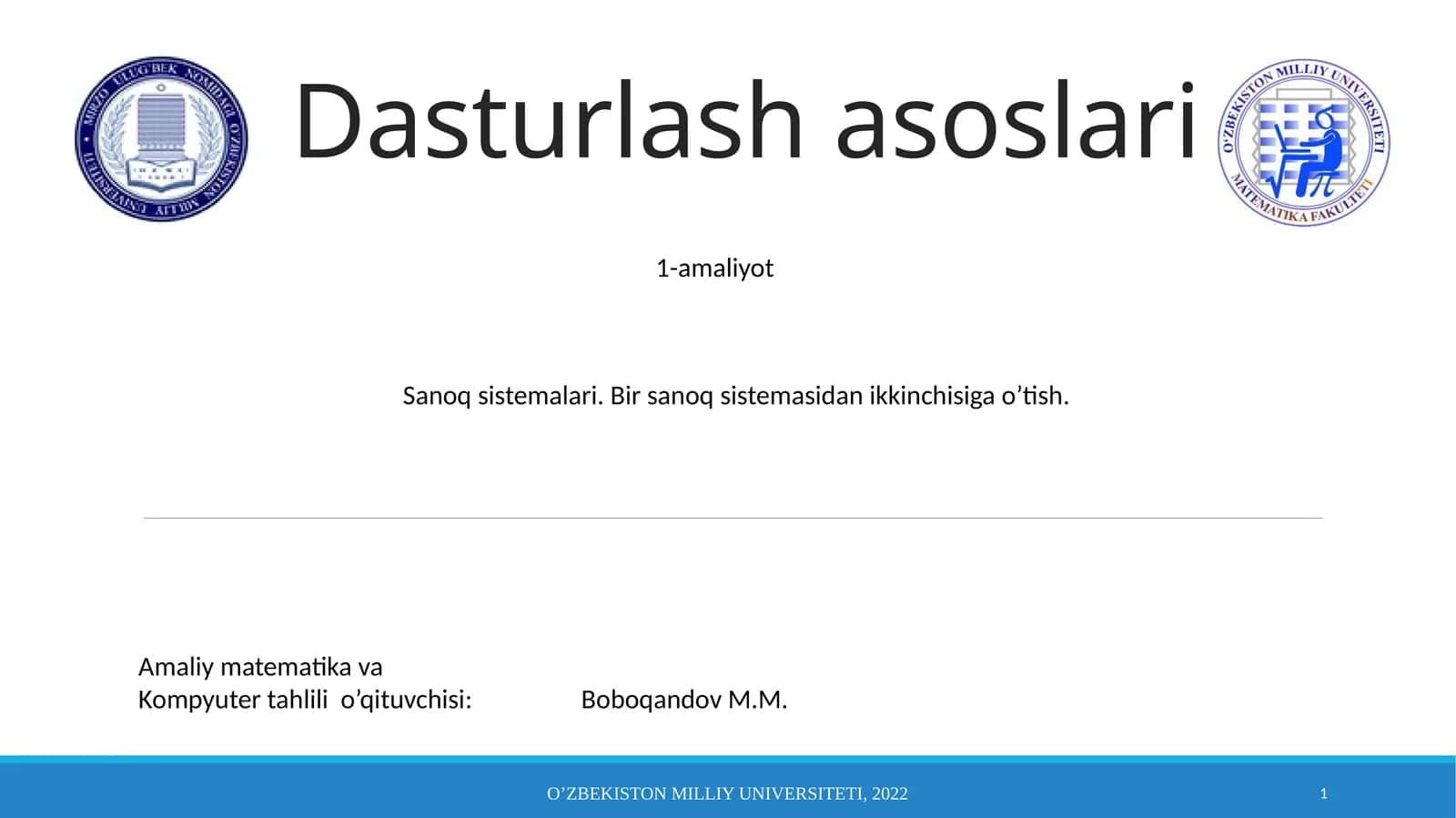 Dasturlash asoslari 1