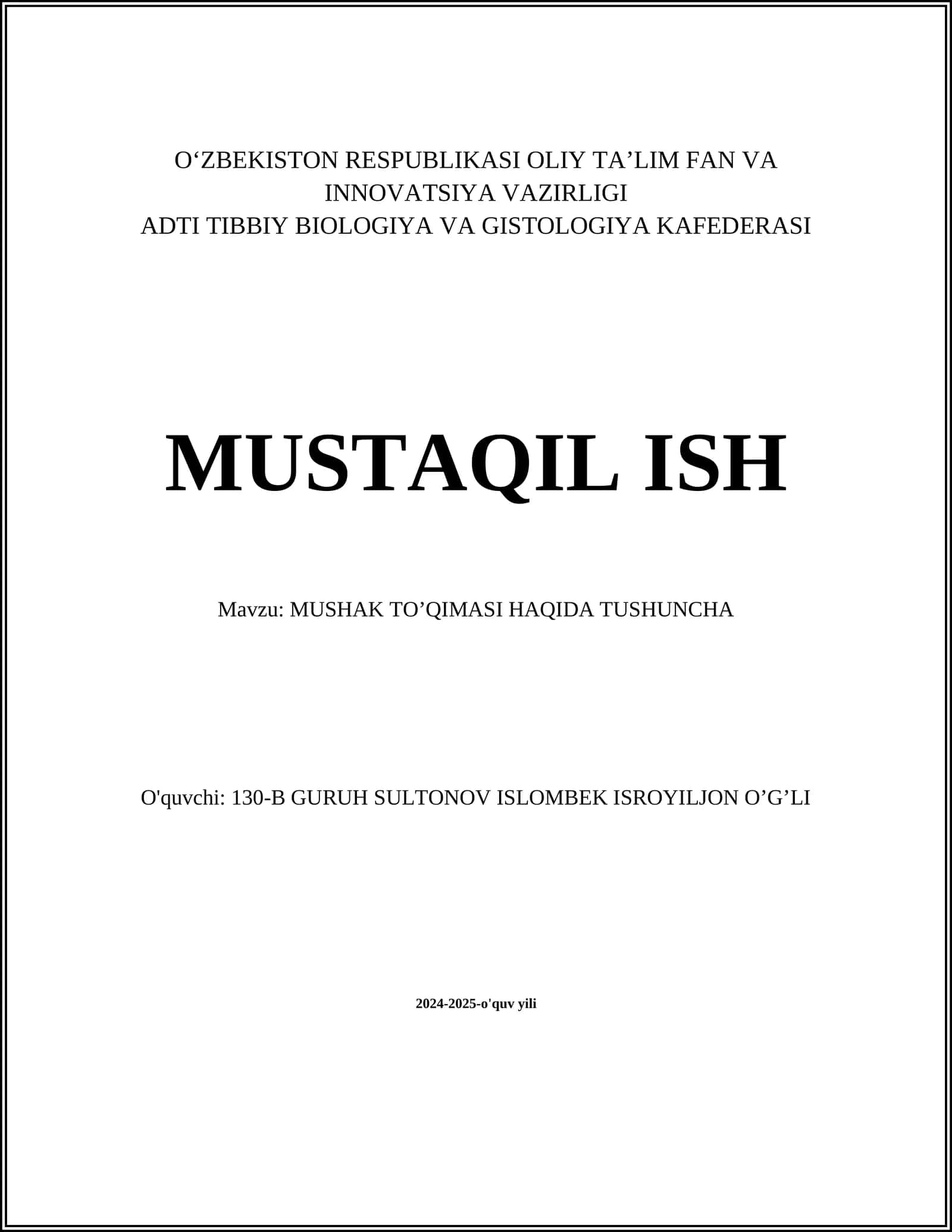 MUSHAK TO’QIMASI HAQIDA TUSHUNCHA 1