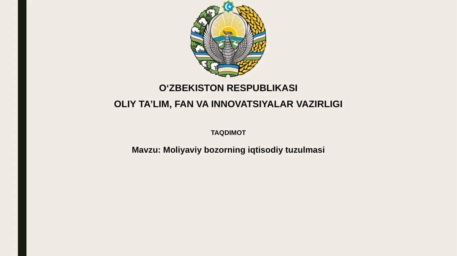 Moliyaviy bozorning iqtisodiy tuzilmasi 1