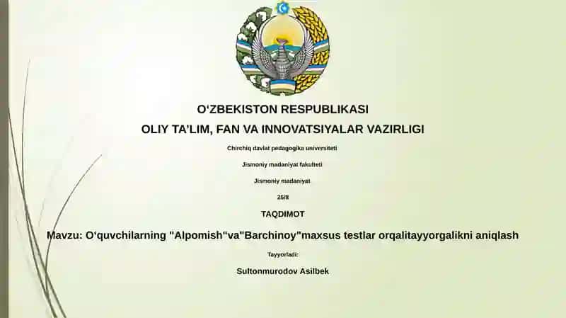 "Alpomish"va"Barchinoy"maxsus testlar 1