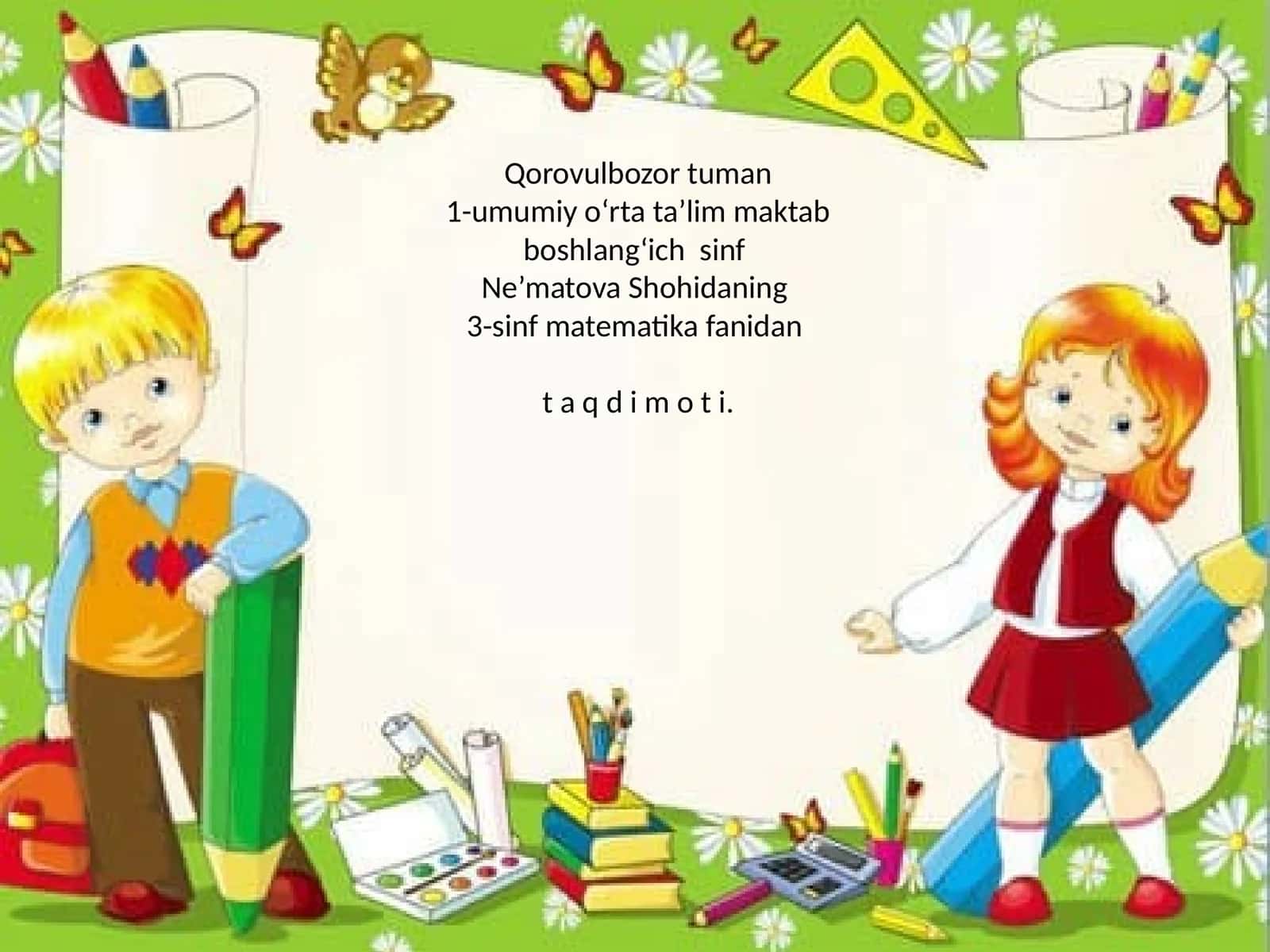 3-sinf matematika fanidan t a q d i m o t i 1