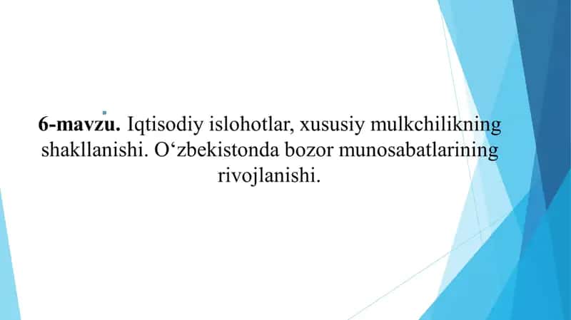 Ma’ruza mashg’uloti rejasi 1