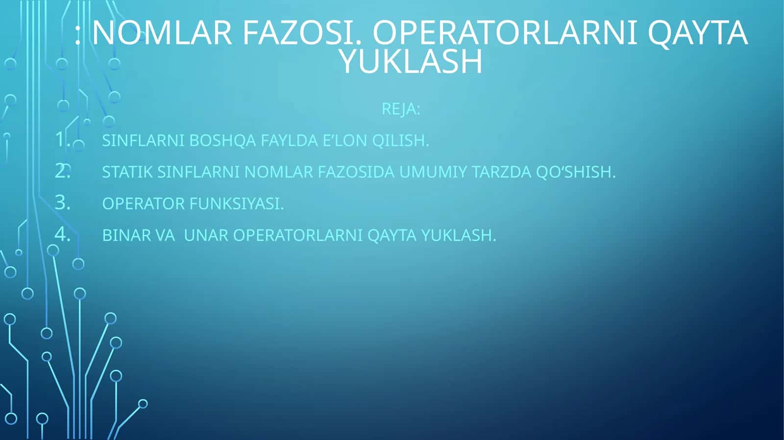 Nomlar fazosi. Operatorlarni qayta yuklash 1