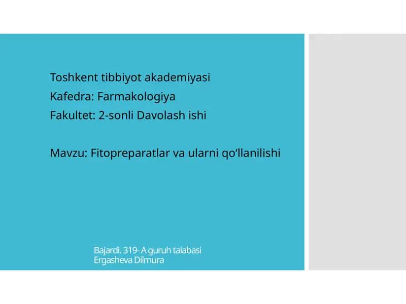Fitopreparatlar va ularni qoʻllanilishi 1