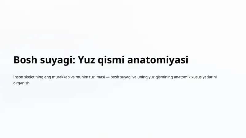 Bosh suyagi: Yuz qismi anatomiyasi 1
