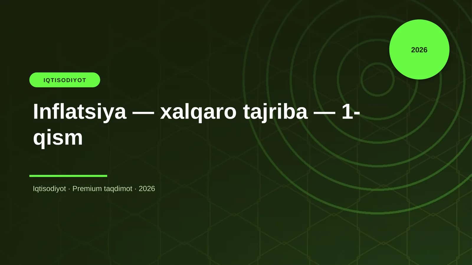 Inflatsiya — xalqaro tajriba — 1-qism 1