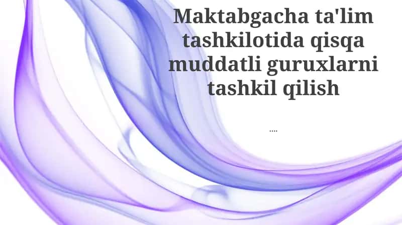 Qisqa muddatli guruhlar ta'rifi 1