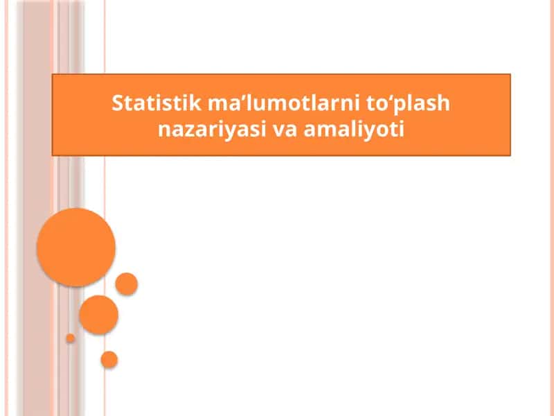 Statistik ma’lumotlarni to‘plash nazariyasi va amaliyoti 1