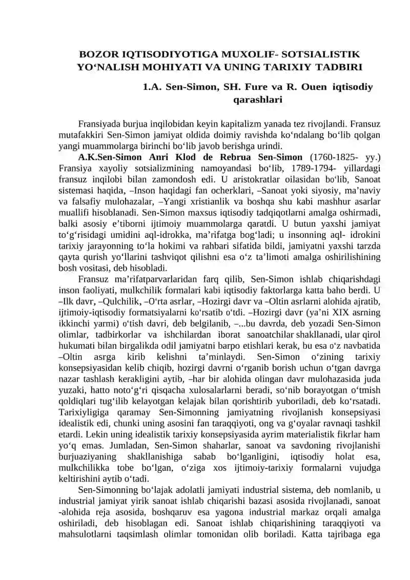 BOZOR IQTISODIYOTIGA MUXOLIF- SOTSIALISTIK YO‘NALISH MOHIYATI VA UNING TARIXIY TADBIRI