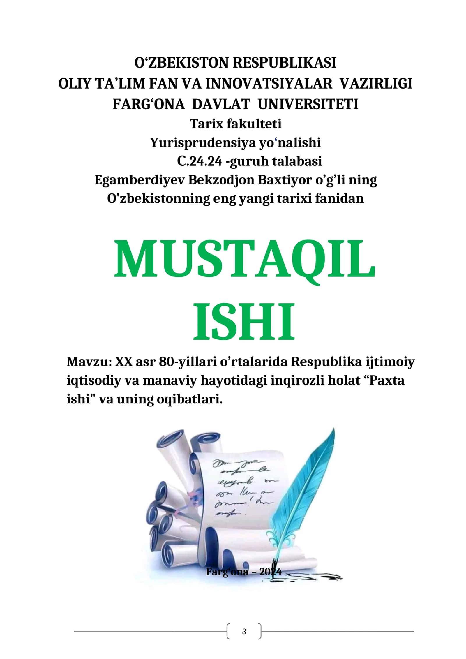 Paxta ishi va uning oqibatlari 1