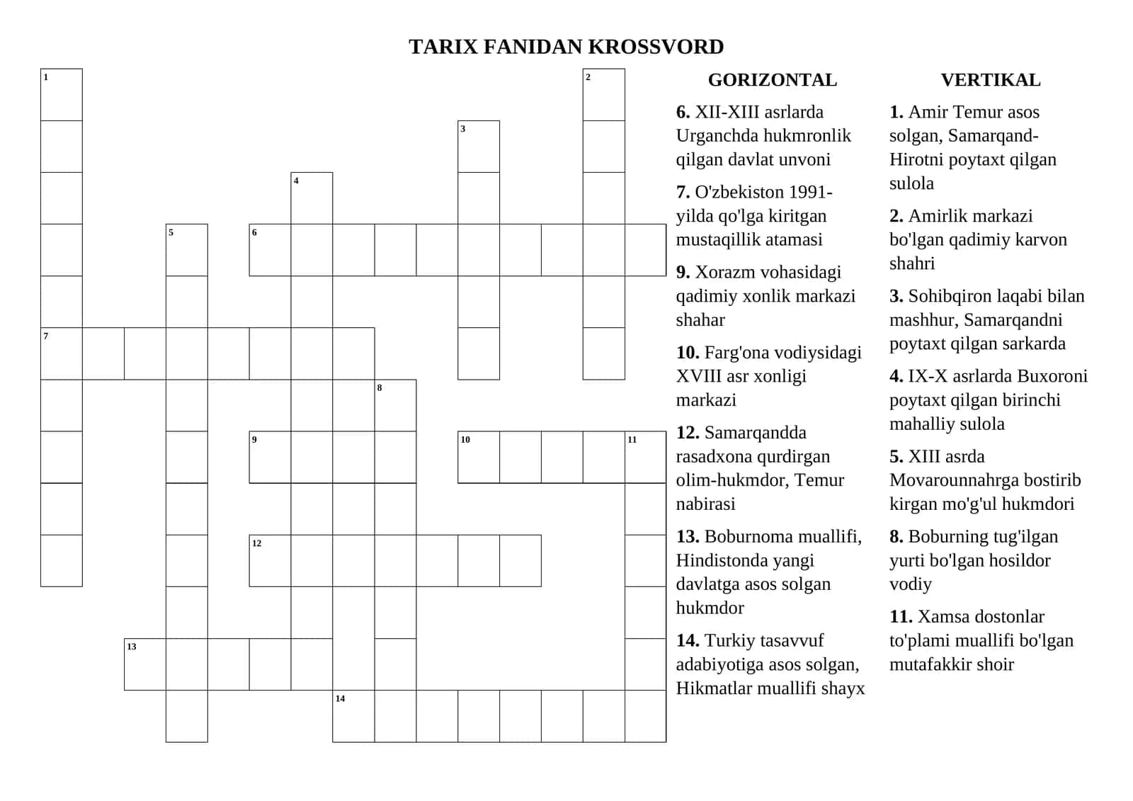 TARIX FANIDAN KROSSVORD 1