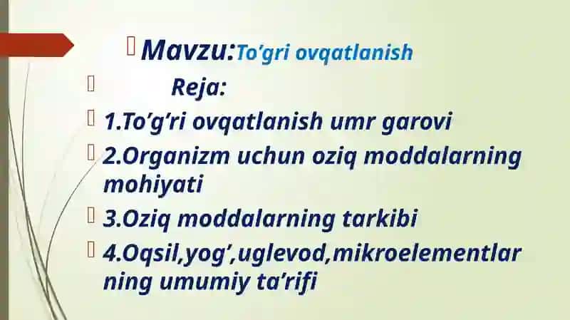 To’gri ovqatlanish 1